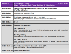 KCA Cell therapies symposium program commencing 13th October Thursday 8.30 am!